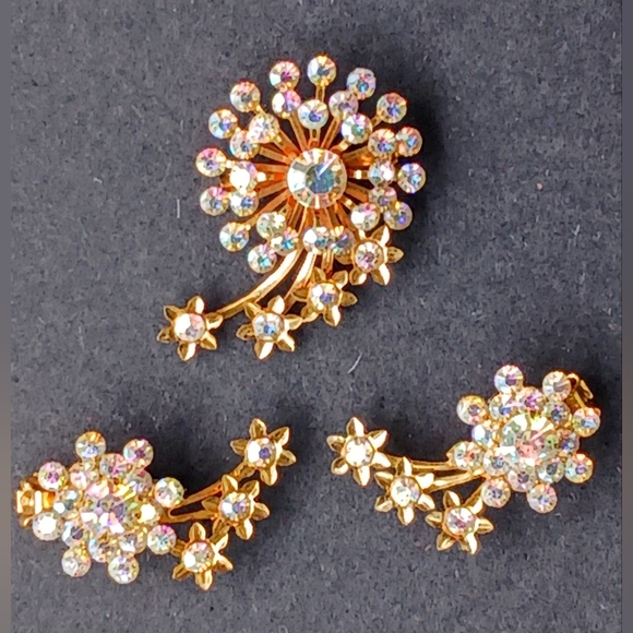 Aurora Borealis Shooting Star Brooch and Earrings Set - Picture 6 of 6